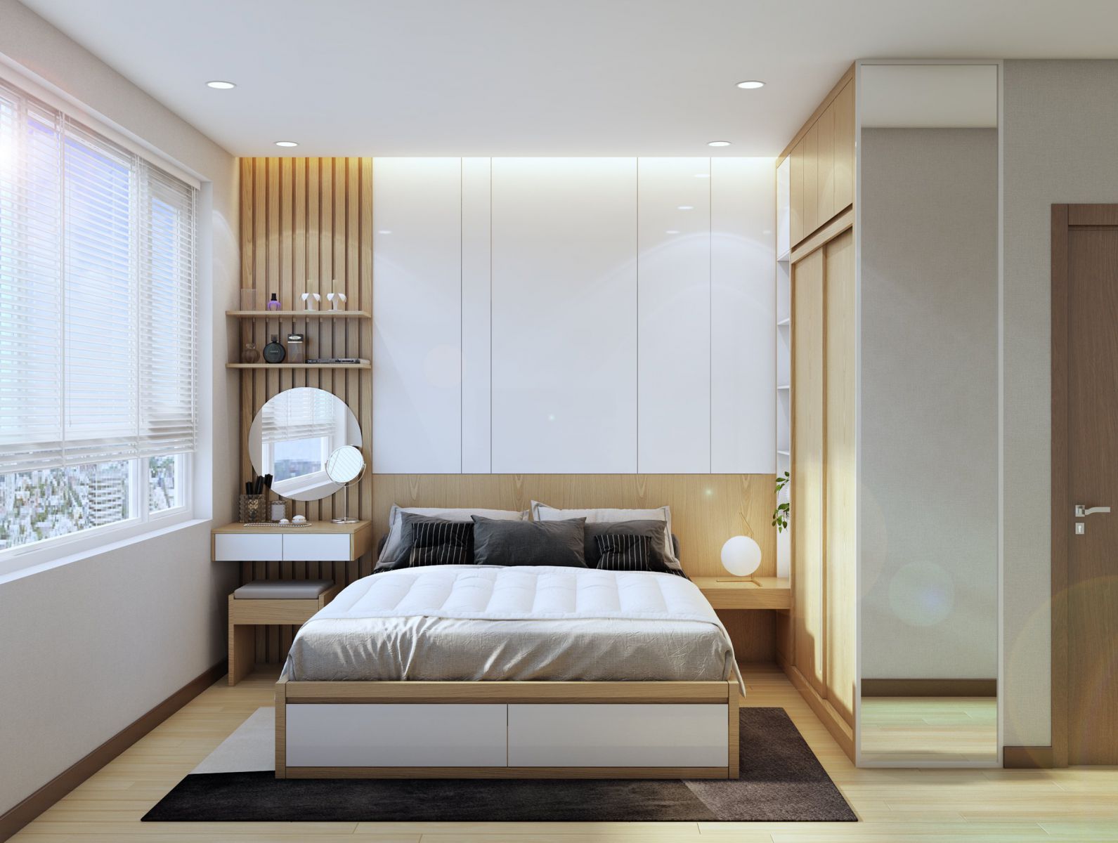 Thiết kế phòng ngủ tông màu trắng